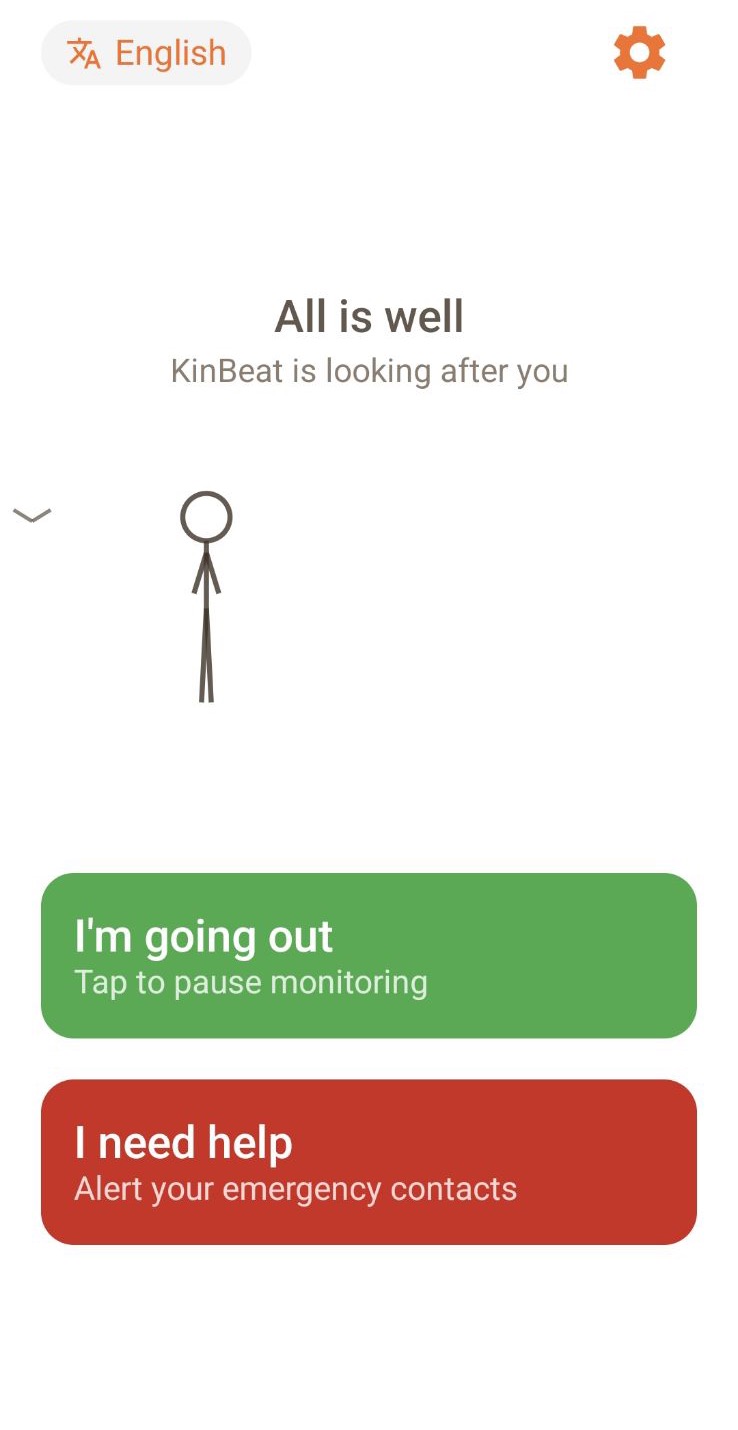 KinBeat parent home screen showing 'All is well'
